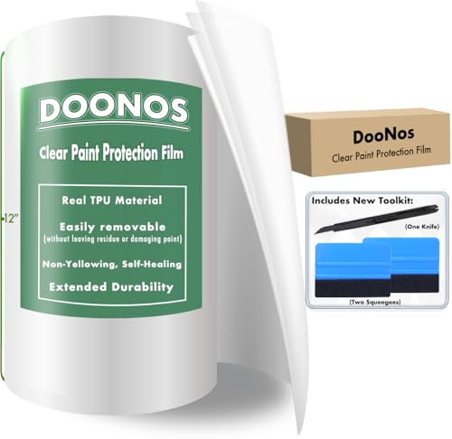 DooNos® 12 x 72 Clear Paint Protection Film, PPF Film Roll for Cars, 8 Mil TPU Polyurethane PPF Wrap - Includes Installation Kit - Protects from Chips, Scratches & More