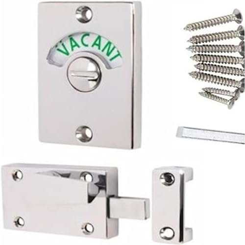 Aretro Polished Chrome Vacant Engaged Indicator Bolt Bathroom Door Lock Toilet Latch WC Privacy Public Bathrooms Restrooms (Polished Chrome)
