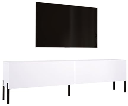 TV- Schrank in Weiß Matt mit Beinen in Schwarz, A: B: 170 cm, H: 52 cm, T: 32 cm