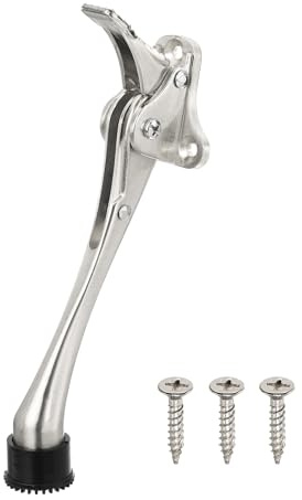 QUARKZMAN Tope de Puerta Abatible, Sujetador de Tope de Puerta Abatible de un Toque con Punta de Goma Antideslizante y Tornillos, Soporte de 8 para la Parte Inferior, Plateado