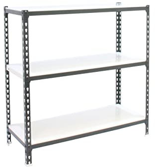 PROREGAL Schwerlastregal SMALL Metal Shark | HxBxT 100x80x40cm | Fachlast 180kg | Anthrazit-Weiß | Regal Standregal Werkstattregal Lagerregal Kellerregal