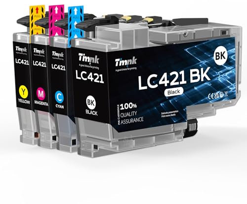 Timink LC421 Tintenpatronen Ersatz für Brother LC-421 LC-421XL LC-421XLVAL Tintenpatronen Multipack Kompatibel mit Brother DCP-J1050DW MFC-J1010DW DCP-J1140DW Drucker (4er-Pack)