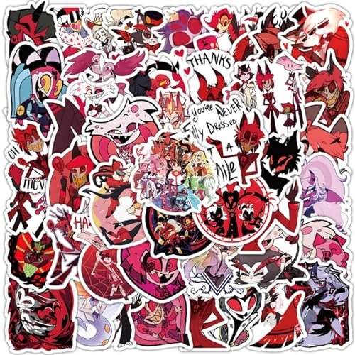 50 Stück Hazbin Hotel-Aufkleber, Cartoon-Aufkleber für Wasserflaschen, Gepäck, Fahrrad, Auto, niedliche Aufkleber, Partyzubehör für Teenager und Erwachsene (cool)