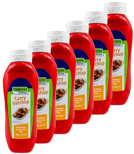 Cuisine Noblesse - 6er Pack Premium Curry Ketchup 875 ml Flasche in Gastro-Qualität - Curryketchup ideal zum Grillen für Geflügel, Fleisch, Snacks und Dips - Fruchtig, würzig und vollaromatisch