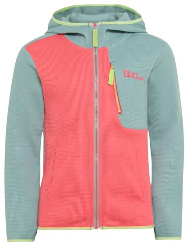 Jack Wolfskin Unisex Kinder Actamic Grid Midlayer Fleece-Jacke, Sunset Coral, 152 EU