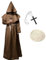 KEELYY Mönch Robe Priester Kostüm Herren Halloween Kostüm mit Kapuze und Kreuz, Mönch Priester Gewand Männer Mönchskutte für Halloween, Karneval, Mittelalterliche, Renaissance,Braun-M