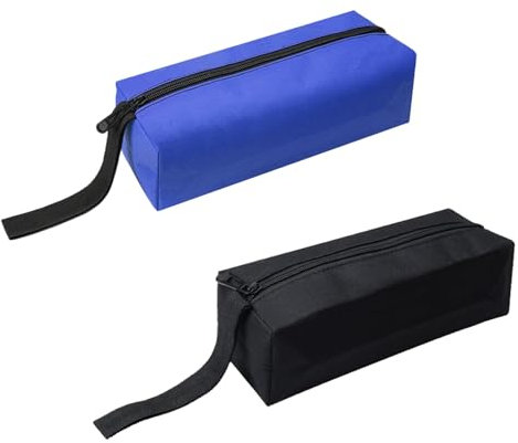 PAITOK 2Pcs Canvas Tool Bag Set, Multipurpose Small Tool Pouch Storage, Zipper Tool Rolls, Waterproof Tool Organizers for Screwdrivers, Wrenches, Pliers, and Brushes with Hanging Loops (Blue&Black)