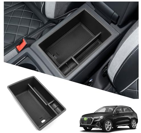 Ruiya A*udi Q3 Mittelkonsole Aufbewahrungsbox Armlehne Organizer Trayr A*udi Q3 2019-2025 Zubehör Q3 Mittelkonsole Organizer Mittelkonsole Ablagefach Kompatibel mit A*udi Q3 F3 Sportback 2019-2025