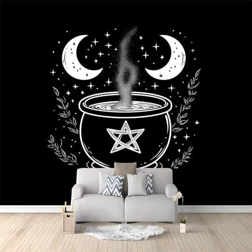 Papier Peint Mural 3D Dessin Au Trait Noir Et Blanc Symbole Noir 350x256 cm Papier Peint Panoramique Poster Tapisserie Photo, Papier Peint intissé pour Chambre Salon Personnalisé Murale Décoration