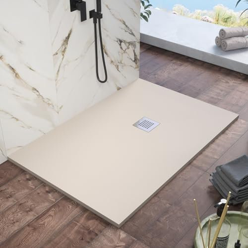 Piatto Doccia 70x140 cm Marmoresina Avorio Effetto Pietra Ultraslim Antiscivolo
