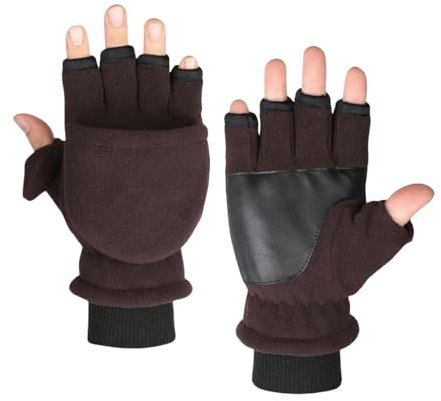 ZSHDTKWB winterhandschuhe Winter Warme Handschuhe Fingerlose Cabrio Wärmehandschuhe Winddichte Polare Fleece Warme Männer-a-Coffee -l 20-23 cm