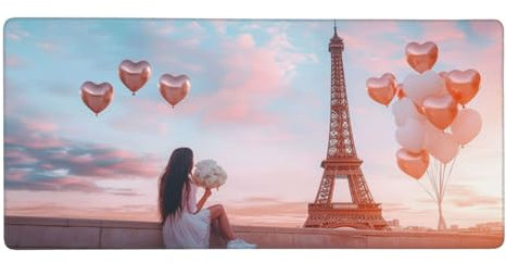 Tapis de Souris XXL 62.9x31.5 inch Grand Tapis Souris Fille Gaming Mousepad Tour Mouse Pad XL- avec Base en Caoutchouc Imperméable et Antidérapante pour PC Bureau Travail Jeux Ordinateur Portable-C271