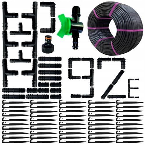 STYLIZER - Tropfschlauch Bewässerung Set 92 Stück - Bewässerungsschlauch Tropfschlauch 100 m - Bewässerungssystem mit einem Außendurchmesser von 16 mm - Tropfbewässerungsschlauch mit 33 cm Abstand
