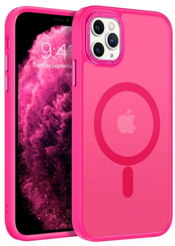 BENTOBEN Cover per iPhone 11 Pro Max compatibile con MagSafe, custodia magnetica antiurto completa, custodia posteriore traslucida anti graffi Fem Hom Cover per iPhone 11 Pro Max 6.5''-rosa vivo