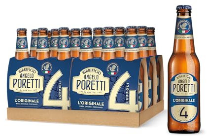 Birrificio Angelo Poretti Birra 4 Luppoli L'Originale, Cassa con 24 Bottiglie da 33cl, Birra Premium Lager a Bassa Fermentazione, Luppolata e Profumata, Gradazione Alcolica 5.0% Vol