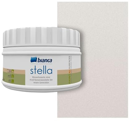 Bianca Stella Parfümierte Wasserbasierte Metalloptik Möbelfarbe Ohne Schleifen - Für Bad & Küche, Möbel, Holz, Fliesen & Alle Oberflächen, Perlmutt, Glänzend, Kratzfest & Hochdeckend, 250ml