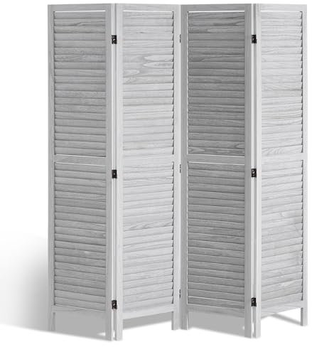 VEVOR Raumteiler 4-TLG. Faltbare Sichtschutz Paravent, 170 cm hohe Trennwand tragbarer Dekorationsschirm zur Raumtrennung, Raumtrenner geeignet für Büro Restaurant Schlafzimmer (Hellgrau)