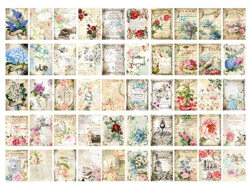 Papier de Scrapbooking,100 Feuilles de Papier Décoratif Vintage,Fournitures de Scrapbooking pour la Création de Journaux Indésirables,Découpage de Cartes