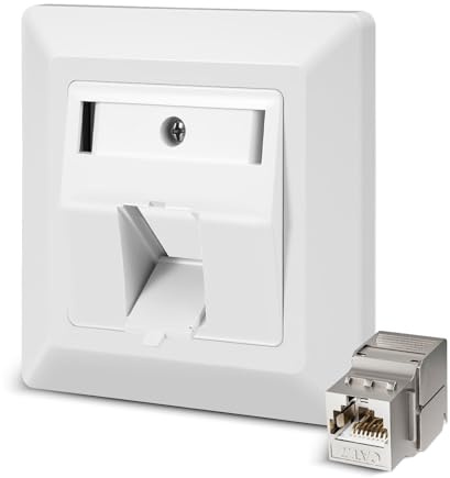 RUIZHI 1-Port CAT 7 Netzwerkdose Unterputz Universal, 10 Gbit/s Keystone RJ45 Unterputzdose Ethernet LAN Dose Anschlussdose Datendose Geschirmt für Netzwerkkabel Verlegekabel Weiß
