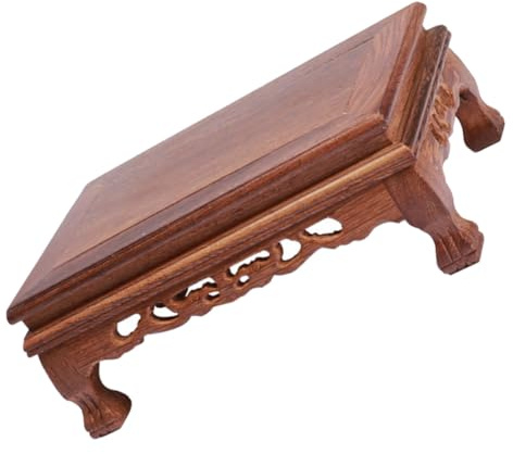 TOYANDONA Rechteckiger Holzsockelständer Braun für Blumentopf und Buddha | Präsentationssockel für Tisch und Wohnzimmer, Stabiles Vielseitiges Design, Geschnitzte Optik
