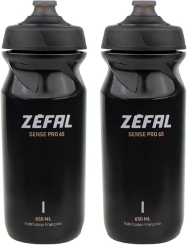 ZEFAL Sense Pro 65 Fahrradflasche 650 ML x 2 - Set mit 2 Fahrrad Trinkflasche Auslaufsicher - Trinkflasche Fahrrad Schwarz 650 ML - BPA frei - 2 Premium FahrradTrinkflasches - Geruchsfreies Material