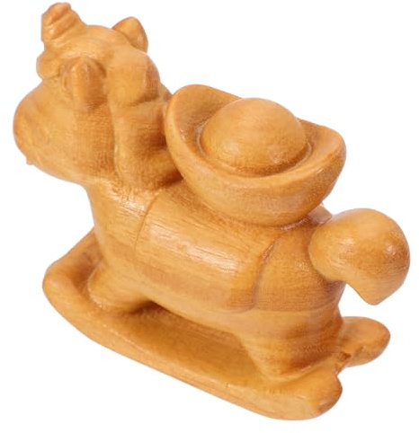 TOPPERFUN Figurine du Zodiaque Chinois Année du Cheval en Bois Doré, Sculpture Décorative Miniature pour Maison, Décoration de Table Nouvel an Chinois, Présent Symbolique Prospérité,