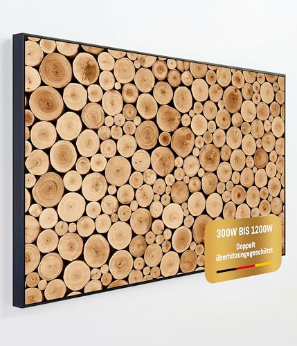 papermoon® Infrarotheizung (Wahlweise 300-1200 W) - Effiziente Elektroheizung mit Bildmotiv - Einfache Montage, Überhitzungsschutz - Heizkörper elektrisch - Deutsches Produkt - (Rustikale Holzstapel)