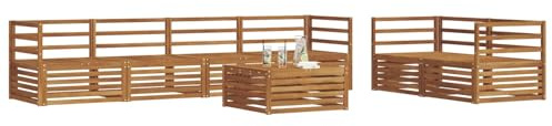 vidaXL Outdoor-Sofagarnitur 7 pcs Natur, Garten-Sofa, modernes Ecksofa, langlebiger Lounge, Terrasse, Bequeme Sitzgruppe für Entspannung