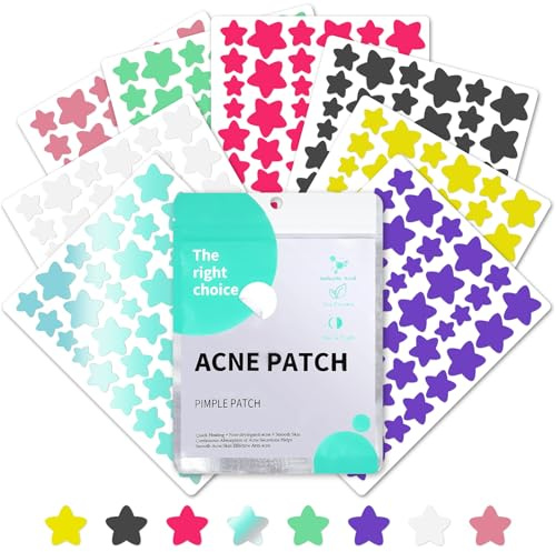 408 Pezzi Patch Brufoli Stelline, Pimple Patch Star 2 in 1 Giorno e Notte | Hydrocolloid Acne Patchs con Olio di Tè e Acido Salicilico, Cerotti Brufoli Viso Naturale Assorbenti Traspirante