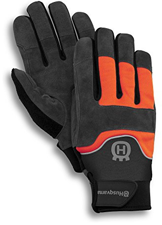 Husqvarna Technical Light Guanti da giardinaggio Nero, Arancione Pelle, Neoprene, Poliestere, Velcro