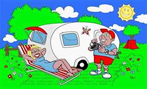 FRIP - Camping mit Wohnwagen Fahne 1,50 x 0,90m Flagge Fahnen mit 2 Ösen 4547