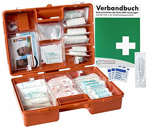 Erste-Hilfe-Koffer MAXI PRO nach aktueller DIN/EN 13157 (Betriebe) & DIN/EN 13164 (KFZ) INKL. Verbandbuch & Hygiene-Ausstattung