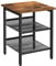 VASAGLE Beistelltisch, Nachttisch Mit 2 Verstellbaren Gitterablagen, Couchtisch Im Industrie-Design, Für Wohnzimmer, Schlafzimmer, Flur, Büro, Stabil, Einfacher Aufbau, Vintagebraun-Schwarz, 1Er