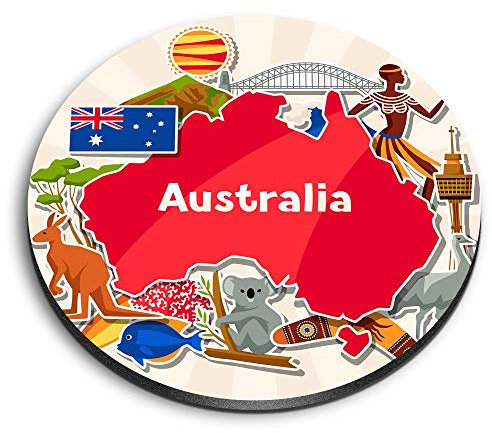 1 x Round MDF Magnet - Australia Travel Map Australian 14730