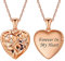 Silvora Herz Foto Anhänger Bilder Amulette Lebensbaum Foto Anhänger Kette mit Gravur Herz Medaillon zum Öffnen für Bilder Foto mit Wunsch Gravur und Namen Gravur in Rosegold mit 46cm+5cm Kette