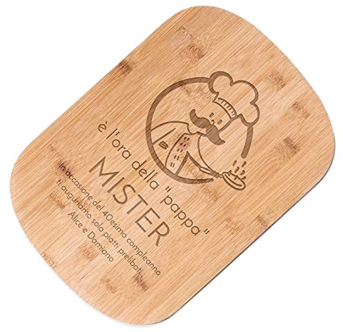 Maverton Tagliere in bambù - incisione personalizzata - dimensioni 35cm x 25cm - battilardo rettangolare - eco-friendly - pensiero speciale per l’ uomo - mister