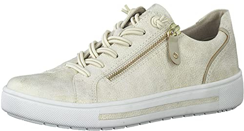 Jana Damen Sneaker flach mit Reißverschluss Vegan, Gold 2 (Gold), 39 EU
