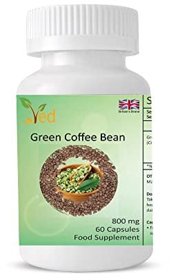 Ved Green Coffee Extract Capsules, Vegan & Vegetarian Friendly, 800 mg per Serving, Gluten-Free 60 Capsule (60 Days Supply).