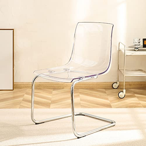 Esszimmerstuhl mit transparenter Rückenlehne – minimalistisches Design, Acrylstuhl mit klarer Acryl-Rückseite, verzinkte Beine – perfekt für Esszimmer, Wohnzimmer, Büro – Haushalt (Transparent)
