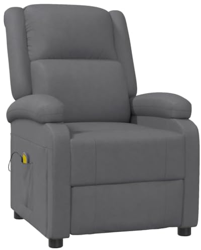vidaXL Massagesessel, Sessel Verstellbare Rückenlehne Fußteil, Fernsehsessel Relaxsessel mit Liegefunktion, Liegesessel Polstersessel Ruhesessel, Anthrazit Kunstleder