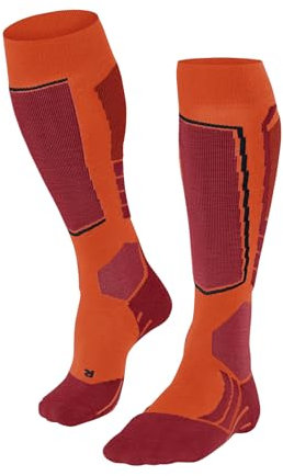 FALKE Herren Skisocken SK2 Intermediate M Kh Wolle Funktionsmaterial warm dick 1 Paar, Orange Flash 8288, 39-41