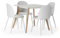 HOMN LIVING Esstisch-Set, quadratisch, 80 x 80 cm und 4 Esszimmerstühle Kana, Weiß und Metallbein