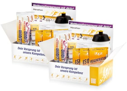 Sanct Bernhard Sport Marathon-Set | 2 x 8er-Set | Optimale Versorgung & Verträglichkeit | Isoton Drink, Liquid Energie Pur Energie-Gel, Regeneration Mineraldrink & Trinkflasche