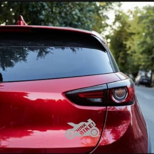 2 x Think Bike Sticker Pack for Car Bumper Bike Window Vinyl Warning Sticker Decal 140cm x 88m (Silver)