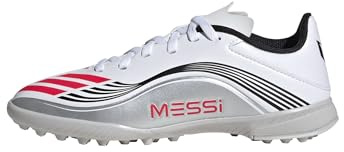 adidas F50 Messi League Turf Football Boots Kids, Cloud White/Lucid Red/Silver Metallic, 11 UK Child
