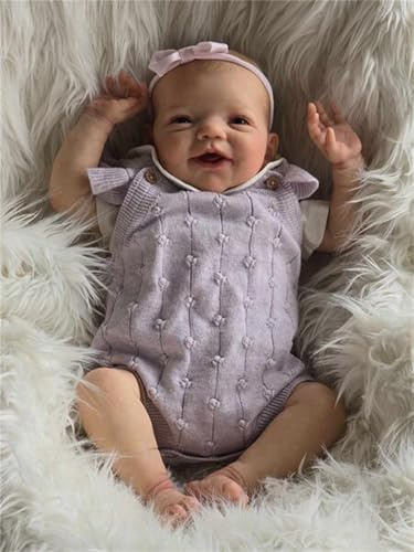 Zero pam Reborn Baby Mädchen 50 cm Süß Lächeln Reborn Baby Vollvinyl Lebensechte Puppe Mädchen Newborn Toddler Vinyl Ganzkörper Realistische Wasserdicht Reborn Babys Puppen mit Zubehör
