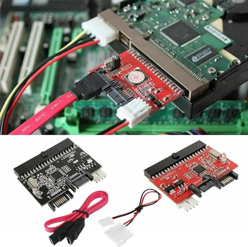 AYMBH Adattatore convertitore 2 in 1 IDE a SATA, bidirezionale, Plug & Play, compatibile con 100/133 ATA per unità HDD, CD/DVD, include cavo SATA e connettore di alimentazione per una perfetta