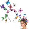Tyqour Schmetterling Haarreif, Schmetterling Fascinator Stirnband, Schmetterlings- Stirnbänder, Schmetterling Fascinator Fee Stirnband Schmetterling Kopfschmuck für Karneval(Bunte Schmetterlinge)
