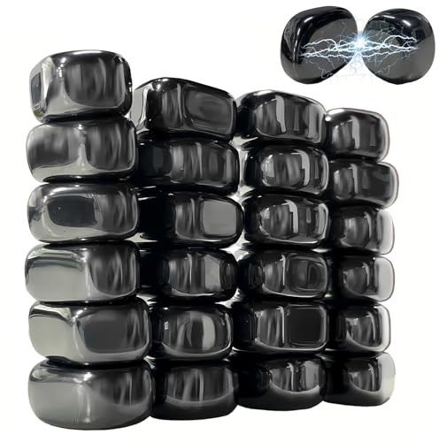 Qualsen Lot de 25 aimants en hématite, Pierres magnétiques, Pierres de Jeu d'échecs magnétiques irrégulières, aimants multifonctionnels, Pierres magnétique pour réfrigérateur, Petite Taille