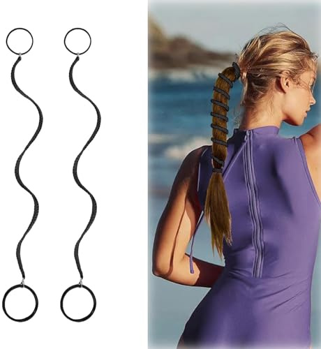 YALiya 2 Stück Rip Tie Hair Ties, Elastische Haargummis mit Pferdeschwanz | 89 cm Geflochtene Spiral Haargummis Elastisch, Schonende Scrunchies für Sport, für Fitnessstudio, Schwimmen, Tauchen